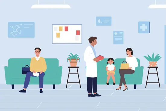 Médica com estetoscópio em corredor de hospital, cliente da contabilidade para médicos em Goiânia