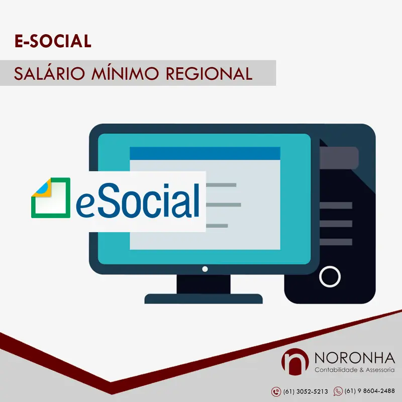 Empregador conferindo folha de pagamento no computador para aplicar o salário mínimo regional no eSocial